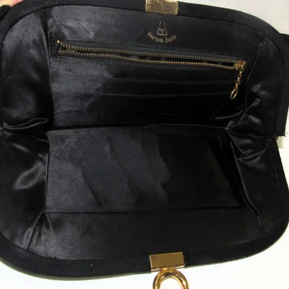 BIENEN - DAVIS VINTAGE WOOL HANDBAG PURSE GOLD TONE HARDWARE SUPER NICE 1940'S - Picture 3 of 9